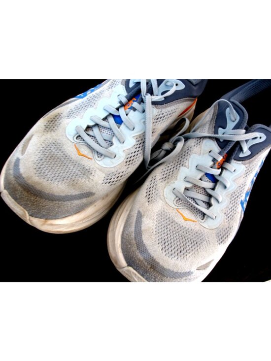 HOKA ONE  Men\'s BONDI 9 Wide Running Shoes Drizzle Downpour Blue/Orange Size 15